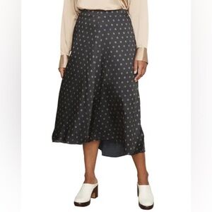 VINCE Sun-Dot Draped Slip Skirt, 10